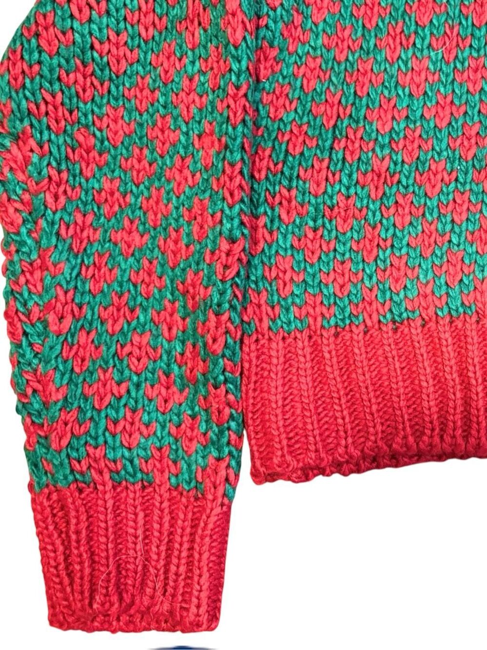 SO ME Christmas Sweater Red Green Oversized V Neck Chunky Knit Holiday NEW - Picture 10 of 11